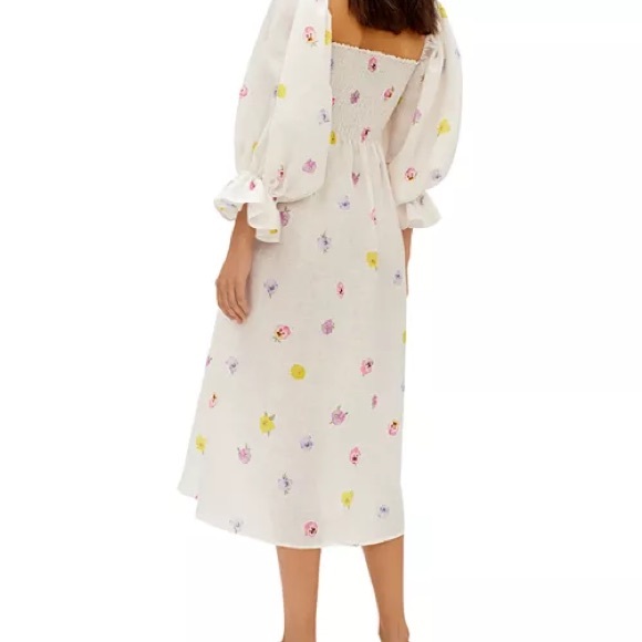 Sleeper Atlanta Pansies Smocked Bodice Midi Dress - Picture 13 of 14